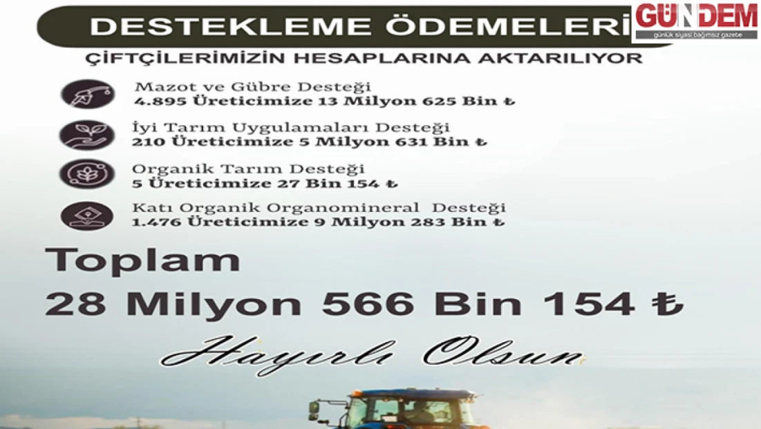 Çiftçilere destekleme ödemesi sürüyor
