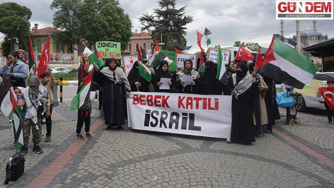 Edirne'de İsrail'in Gazze'ye yönelik saldırıları protesto edildi