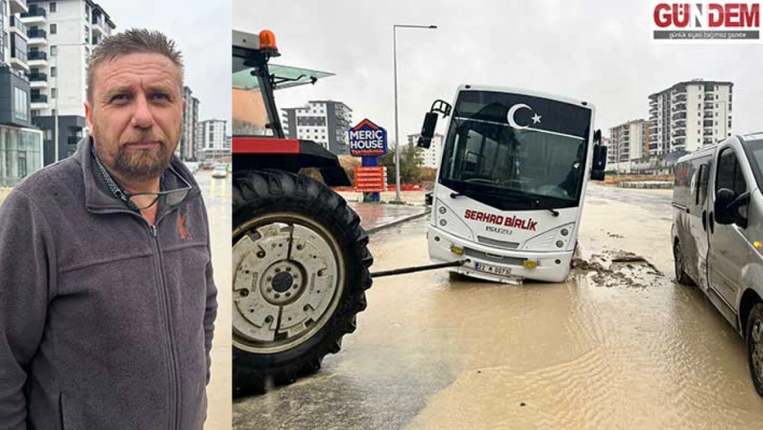 Edirne'de sağanak yağış etkili oldu, yol çöktü