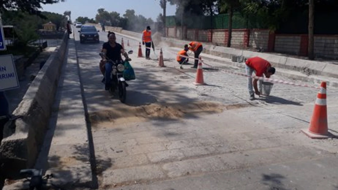 Meriç Köprüsü'nde yol çalışması
