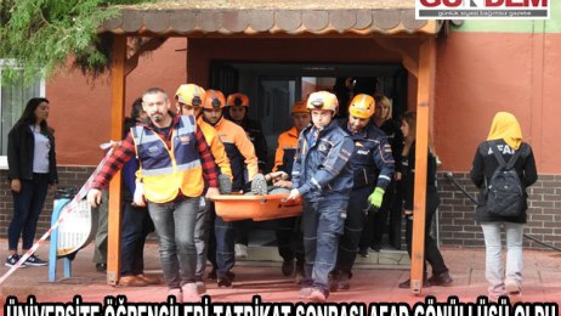 Üniversite öğrencileri tatbikat sonrası AFAD Gönüllüsü oldu
