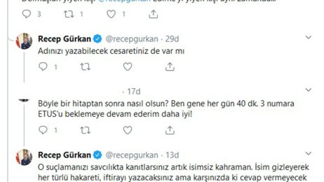 Gürkan 'Mahkemede görüşürüz'