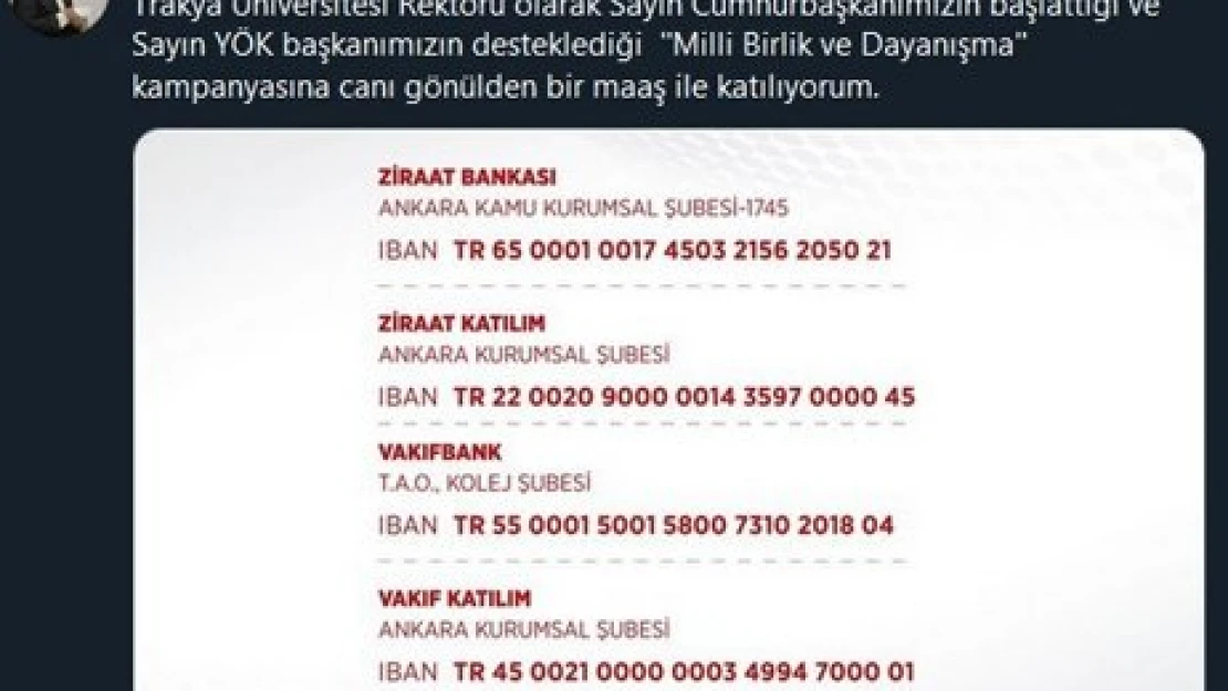 Kampanyaya Edirne'den destek