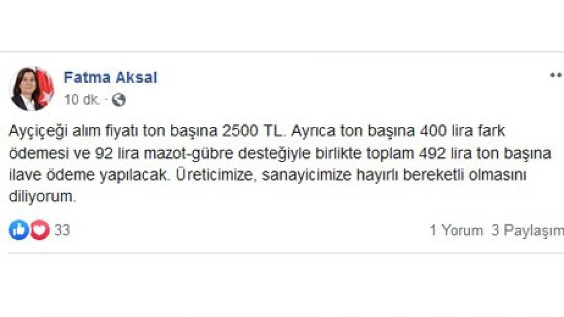 Ayçiçeği fiyat 2 bin 500 TL