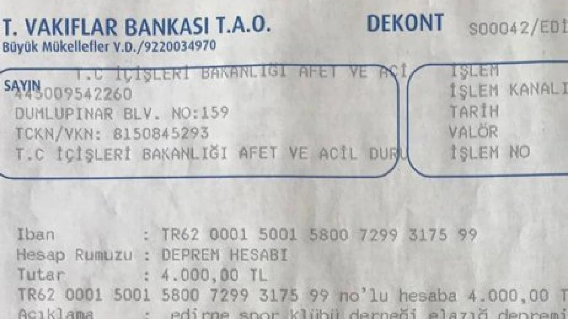 Maç hasılatı Elazığ'a