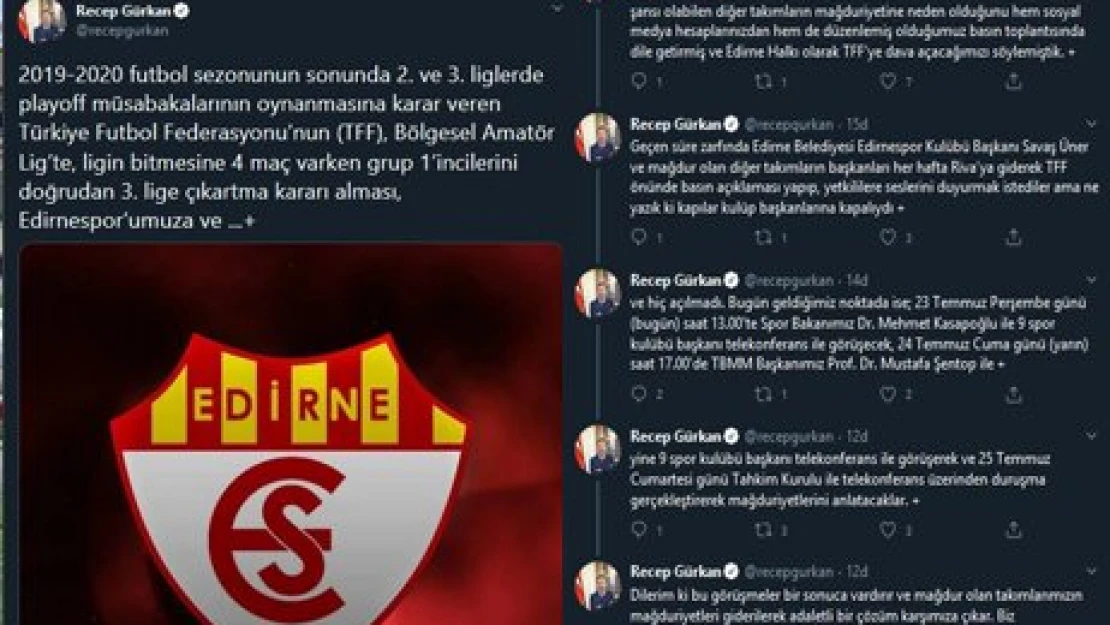 Gürkan'dan Edirnespor '˜Flood'u