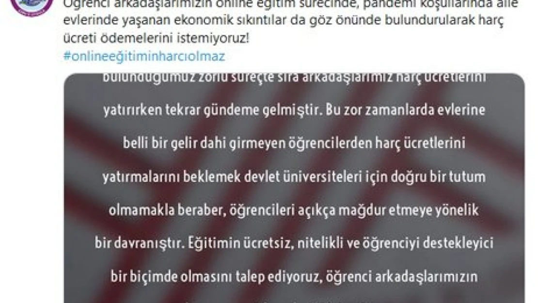 Öğrenciden 'harç alınmasın' talebi