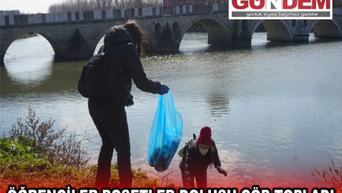 Öğrenciler poşetler dolusu çöp topladı