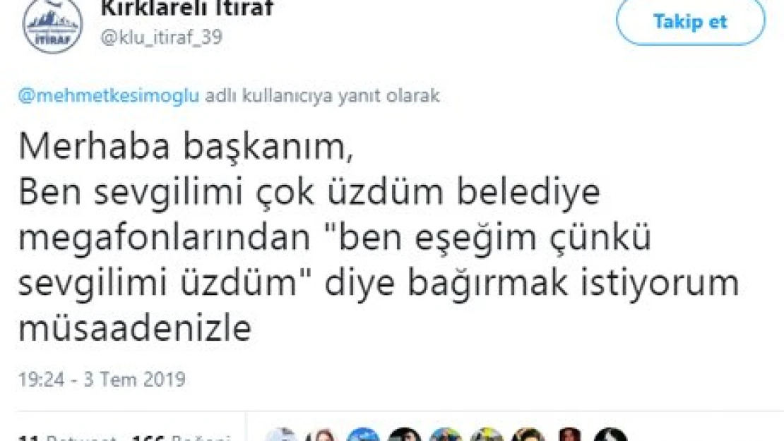 Twitter'da ilginç istek