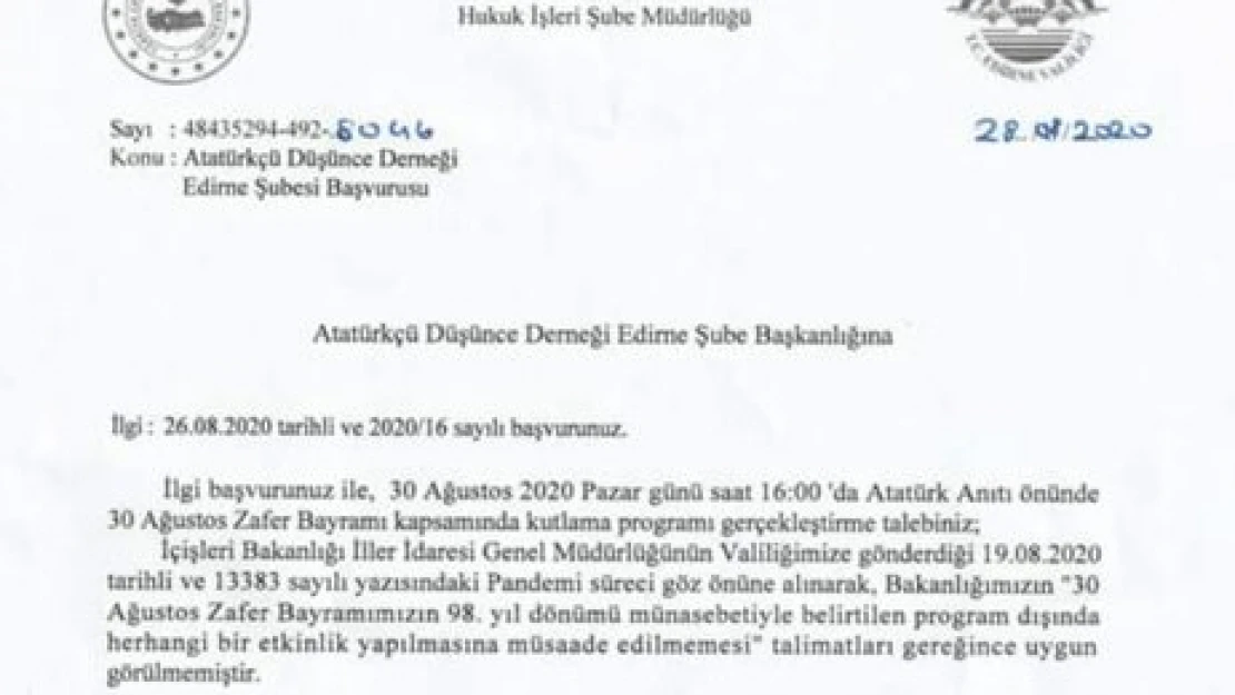 30 Ağustos programına tepki