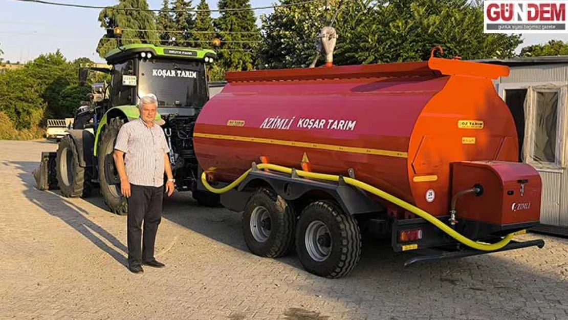 Köy muhtarı su tankeriyle