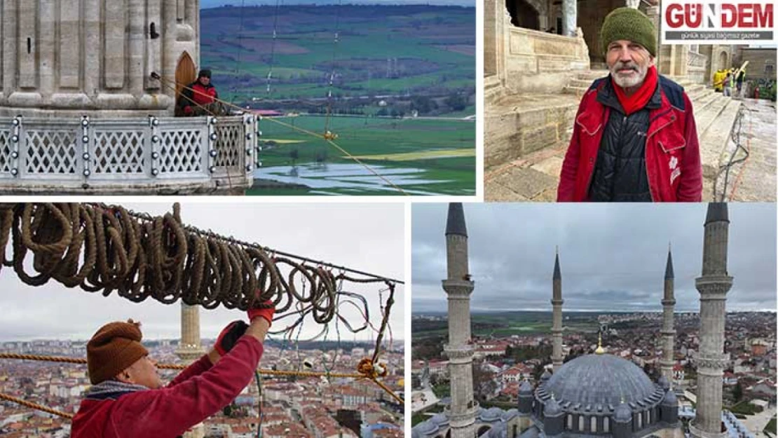 Minarelere astığı mahyalarla gökleri aydınlatıyor