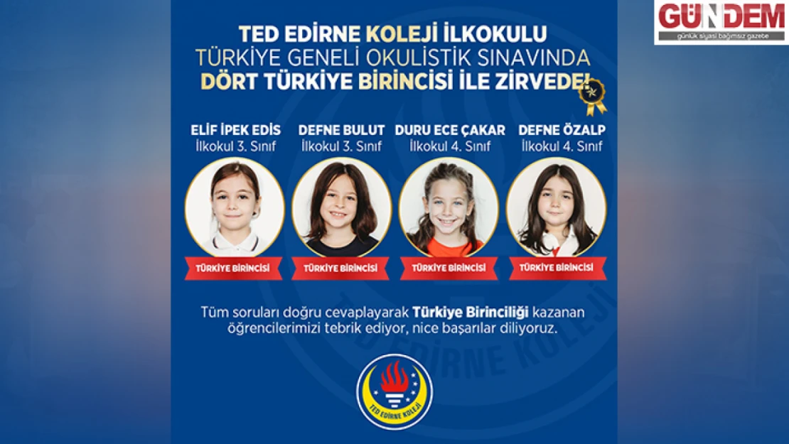 TED Edirne Koleji öğrencilerinden büyük başarı