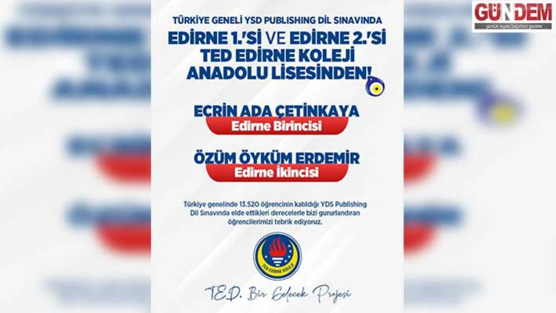 TED Edirne Koleji öğrencilerinden bir başarı daha