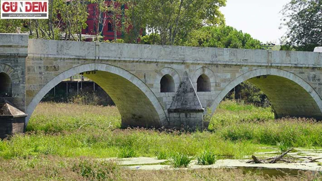 Tunca Nehri'nde Su Seviyesi Düştü, Yatak Otlarla Kaplandı