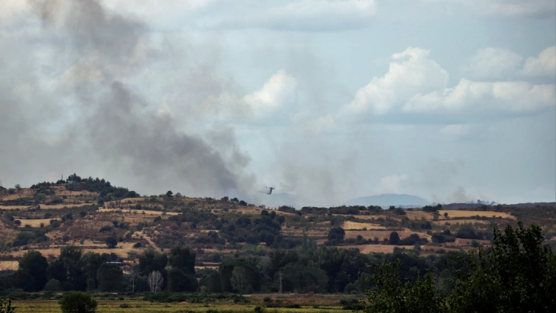 Yunanistan'da süren orman yangını Edirne'nin sınır köylerinden görülüyor