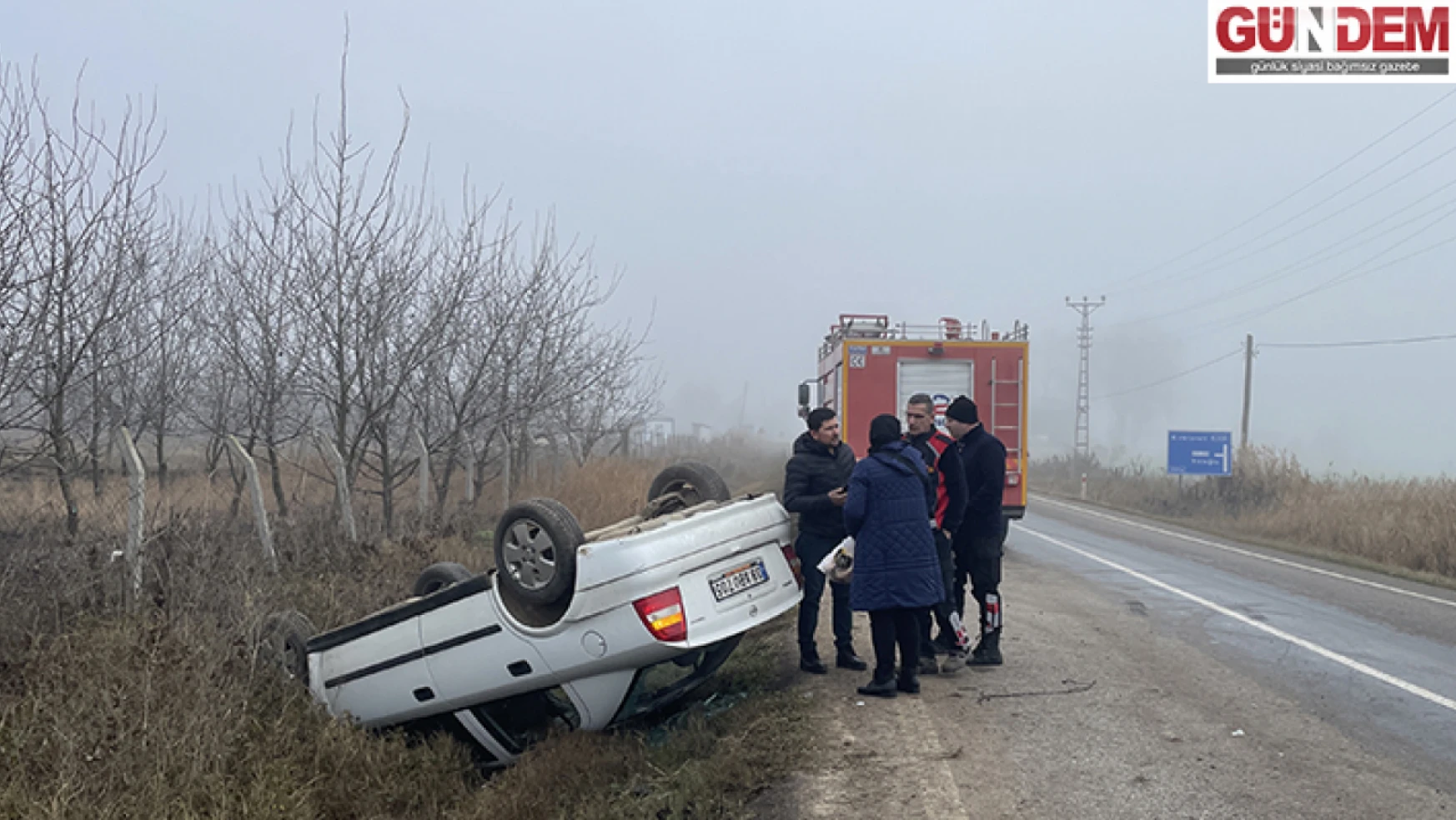 Edirne'de takla atan otomobildeki çift yaralandı