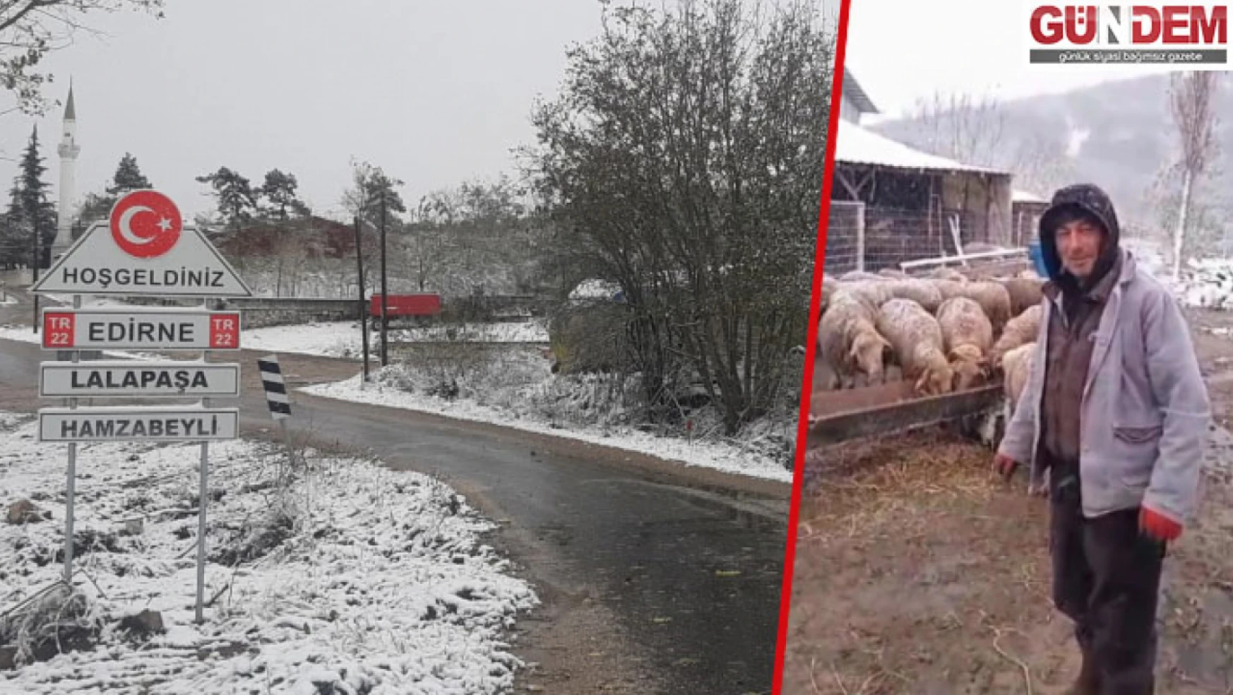 Edirne'ye yılın ilk karı yağdı
