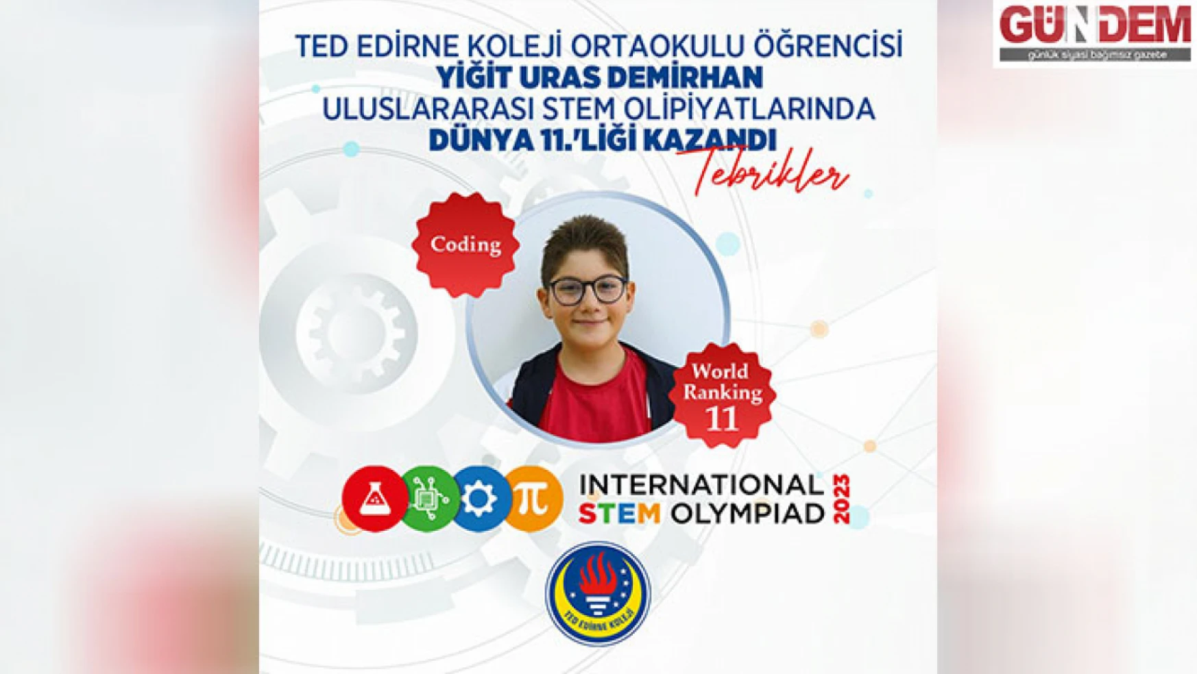 TED Edirne Koleji öğrencisi kodlama kategorisinde büyük başarı elde etti