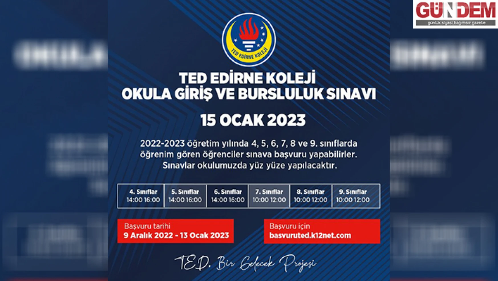 TED Edirne Koleji okula giriş ve bursluluk sınavı için başvuru tarihini açıkladı