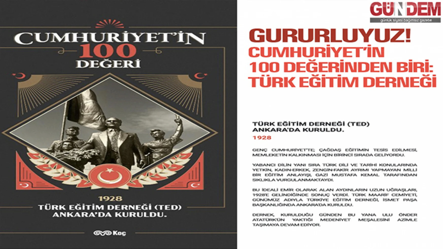 Türk Eğitim Derneği'nden 'Cumhuriyet'in 100 değeri' isimli projeye destek