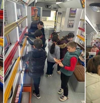 Gezici Kütüphane Tayakadın'da öğrencilerle buluştu