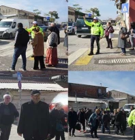 Polis ekiplerinden trafik ve yayalara önlem