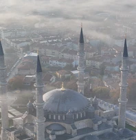 Selimiye Camisi sis içindeyken havadan görüntülendi