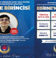 TED Edirne Koleji öğrencileri Okulistik LGS Değerlendirme Sınavı'nda zirvede yer aldı