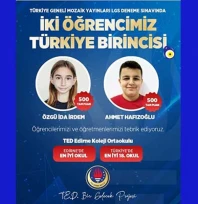 TED Edirne Koleji Ortaokulu Türkiye zirvesinde