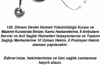 Edirne'ye 16 Yeni Doktor Ataması