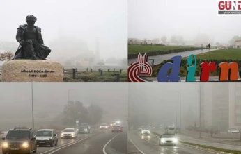 Selimiye Camisi, sis altında gözden kayboldu