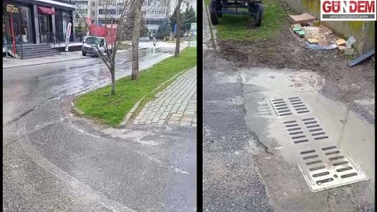 Rögar atığı caddeye taştı günlük yaşam olumsuz etkilendi