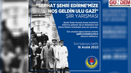 TED Edirne Koleji'nden 'Serhat Şehri Edirne'mize Hoş Geldin Ulu Gazi' adlı şiir yarışması