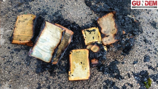 Kuran-ı Kerim ve dua kitabı yakıldığı iddia edildi