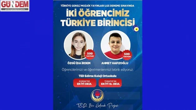 TED Edirne Koleji Ortaokulu Türkiye zirvesinde