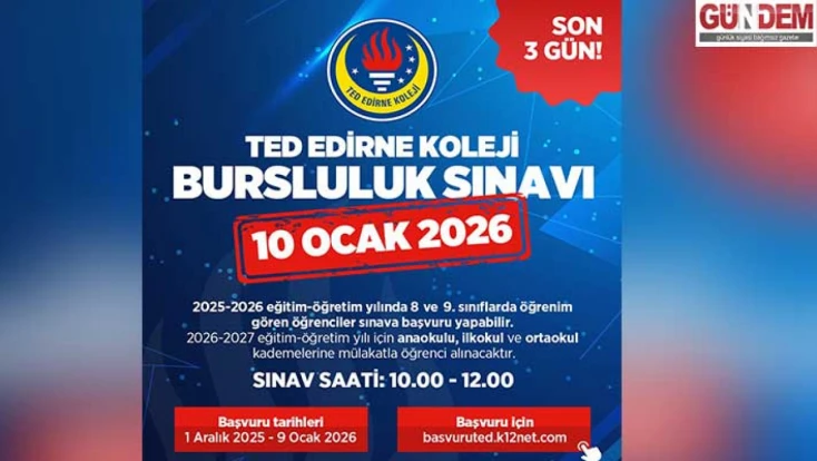 TED Edirne Koleji Bursluluk Sınavı İçin Geri Sayım Başladı