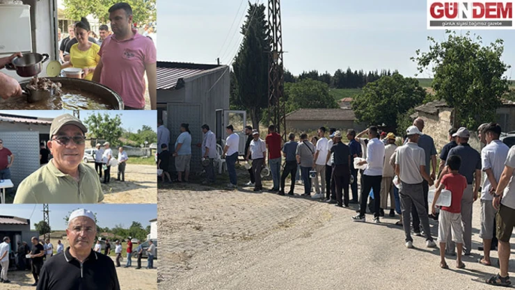 Bir asırdır yaşatılan gelenekle pişirilen kurban etleri köy meydanında dağıtılıyor