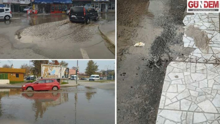 Bostanpazarı'nda yol göle döndü