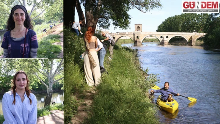 Çevre gönüllüleri Tunca Nehri'nde temizlik yaptı