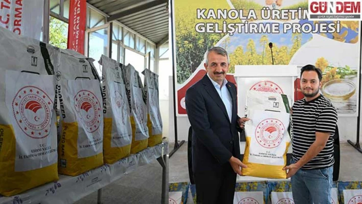 Çiftçilere kanola tohumu dağıtıldı