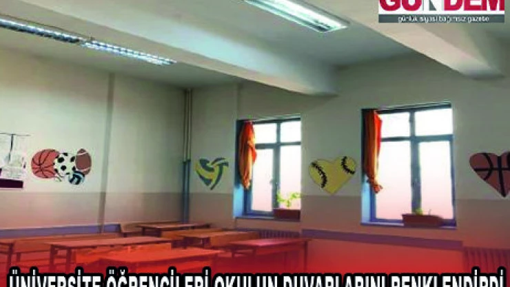 ÜNİVERSİTE ÖĞRENCİLERİ OKULUN DUVARLARINI RENKLENDİRDİ