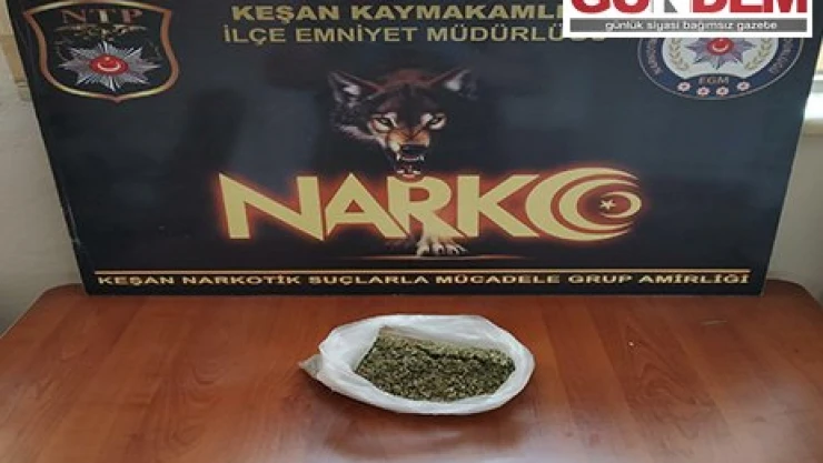 Keşan'da bir evde 110 gram bonzai ele geçirildi