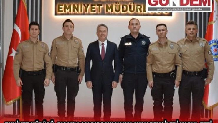EMNİYET MÜDÜRÜ, BIÇAKLI SALDIRGANI YAKALAYAN BEKÇİLERİ KABUL ETTİ