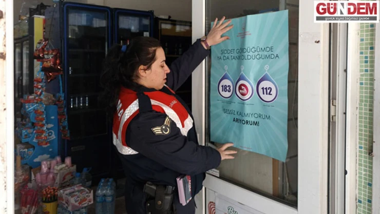 Jandarma ekiplerinden işyerlerinde KADES bilgilendirmesi