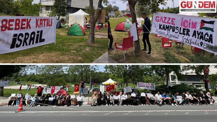 Öğrenciler Gazze Kampı'nda gece gündüz nöbet tutuyor