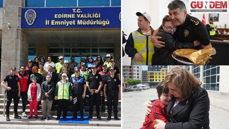 Özel çocuklar polis kıyafeti giydi, anons yaptı