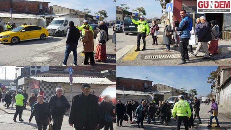 Polis ekiplerinden trafik ve yayalara önlem
