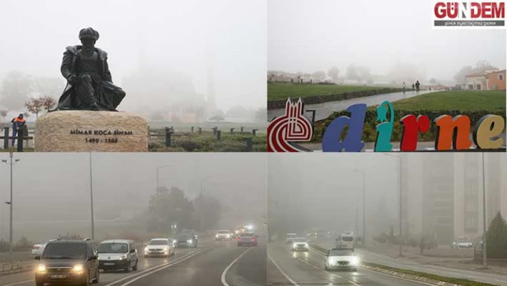 Selimiye Camisi, sis altında gözden kayboldu