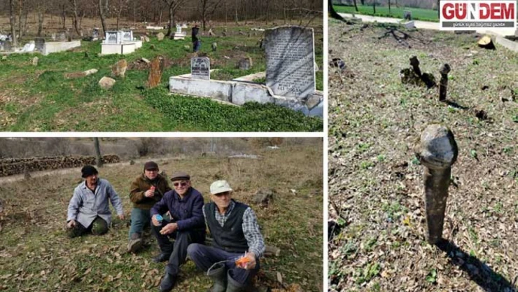 Tarihi mezarlığı köy muhtarı ve köy halkı temizledi